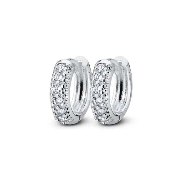 Brinco Prata Argola Click Detalhes em Zircônia P