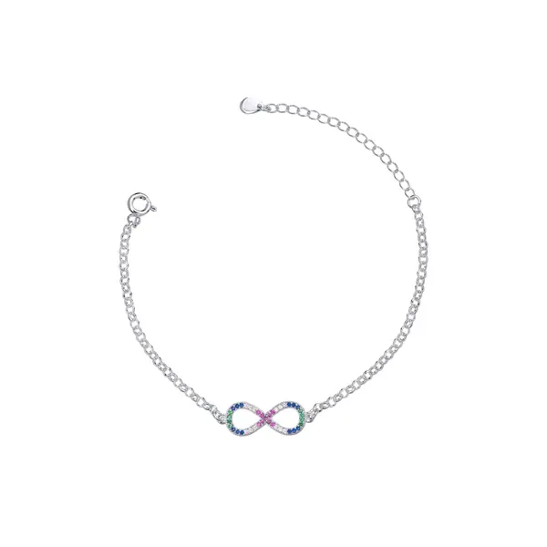 Pulseira Prata Leve Infinito Colorido