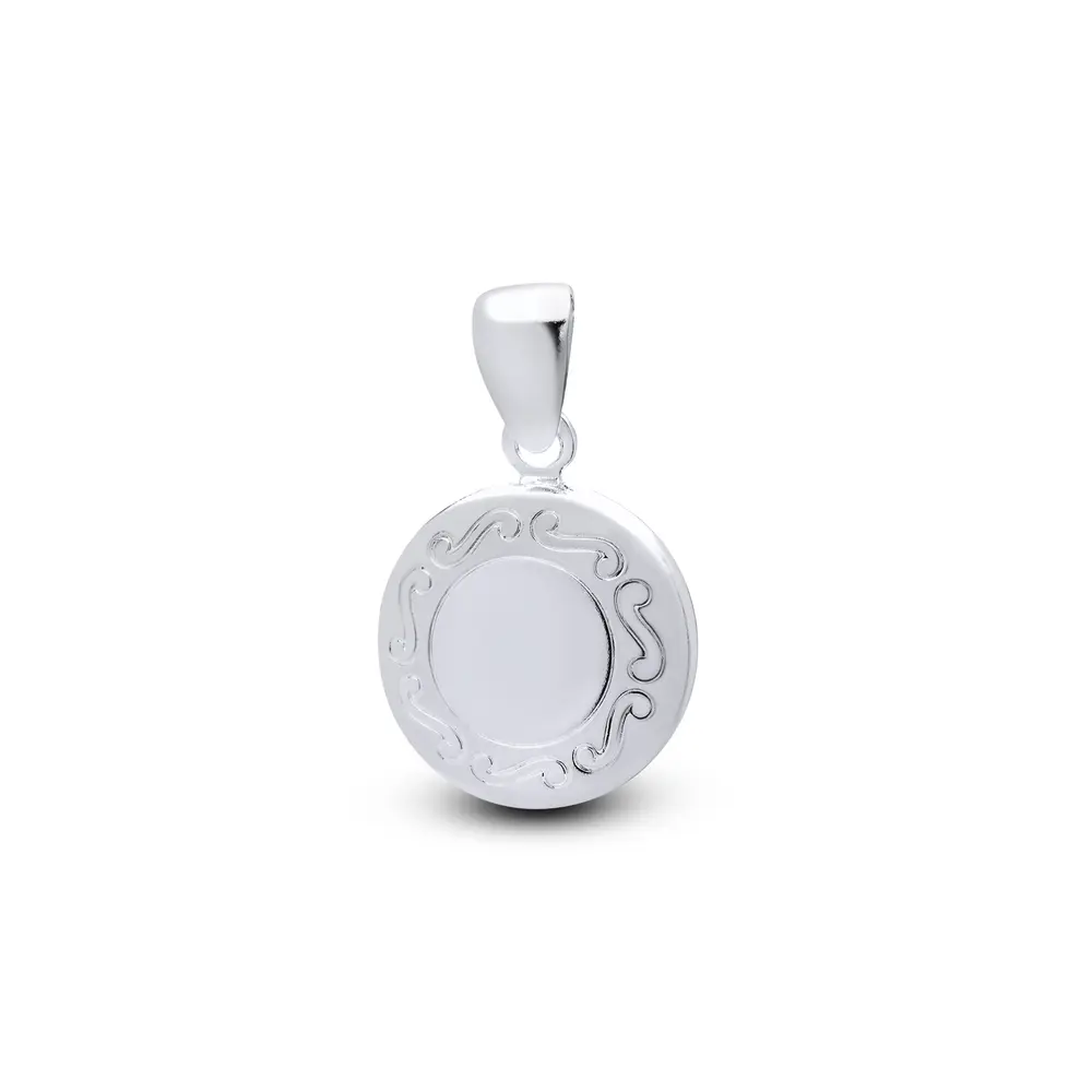 Relicário Prata Leve Redondo Trabalhado