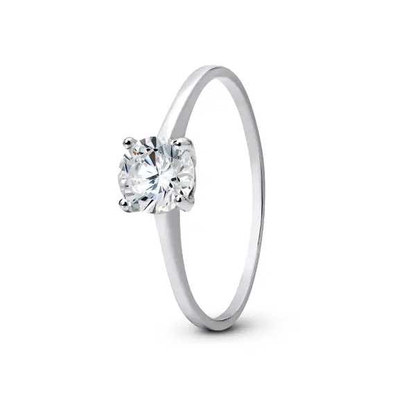Anel Prata Solitario Zircônia Redonda M