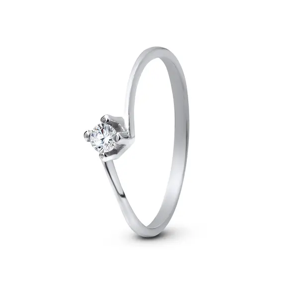 Anel Prata Solitário Pedra Quadrada