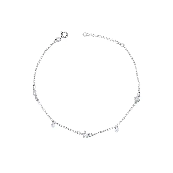 Tornozeleira Prata Fundo do Mar