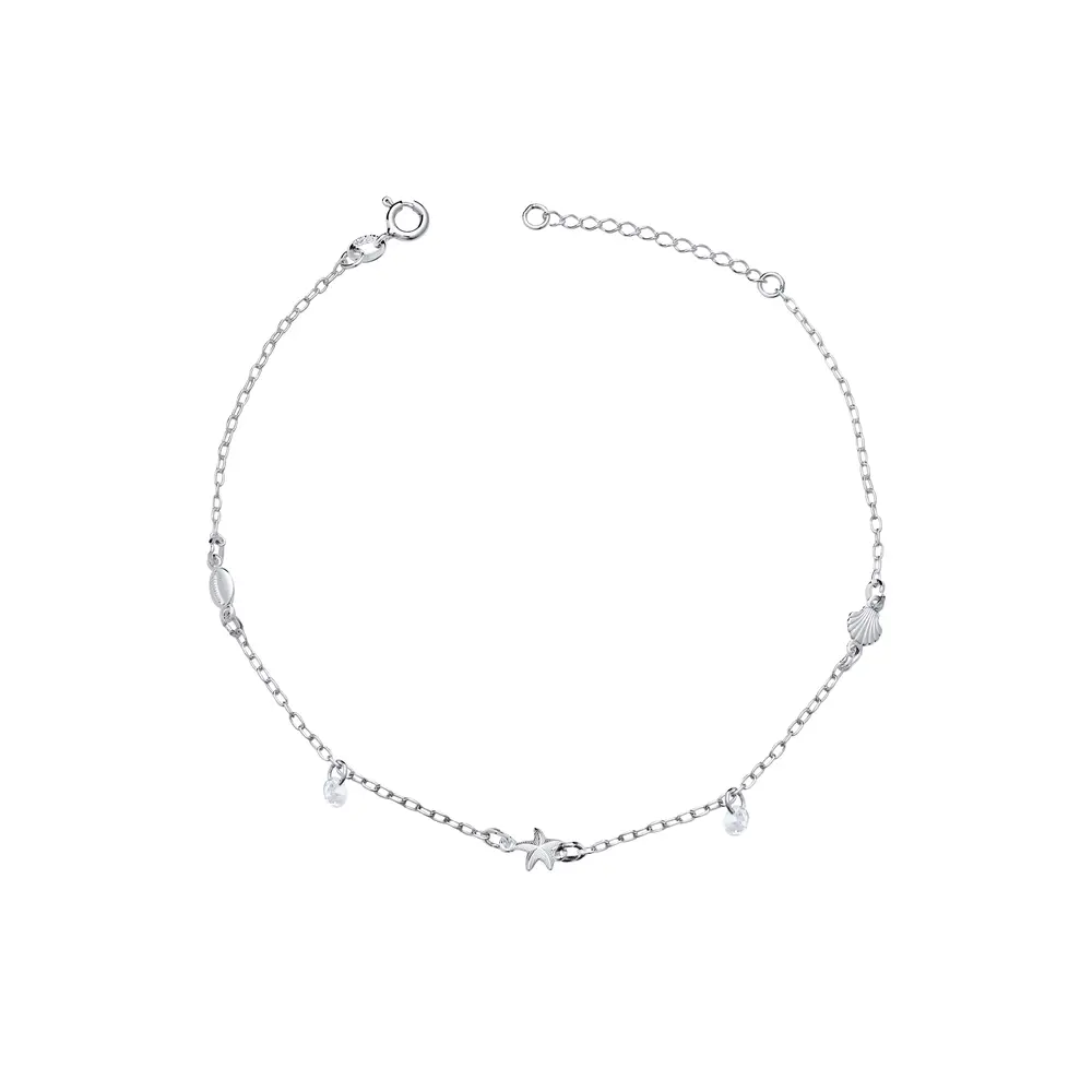 Tornozeleira Prata Fundo do Mar