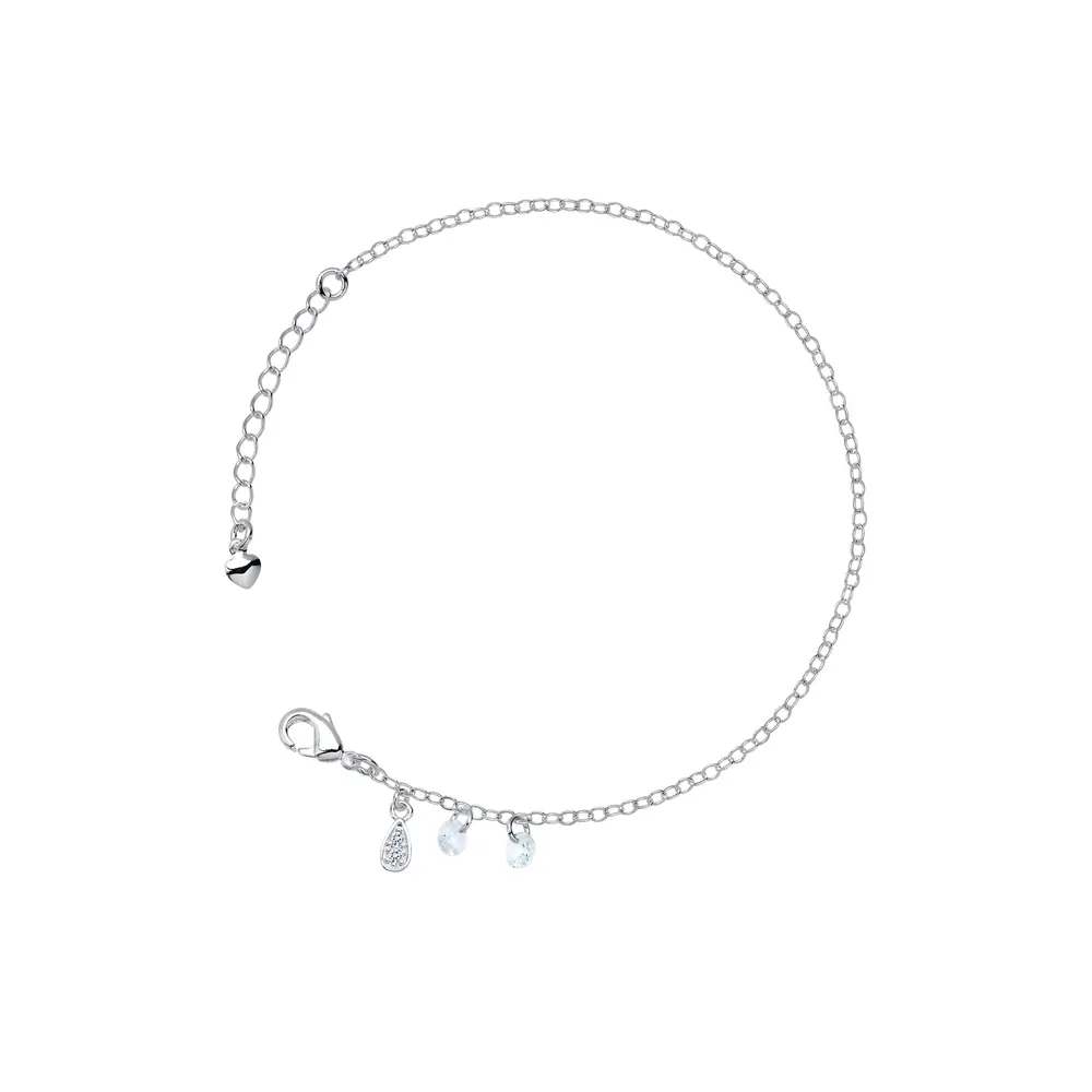 Pulseira Prata Leve Sun Gotas Azuis e Zircônias