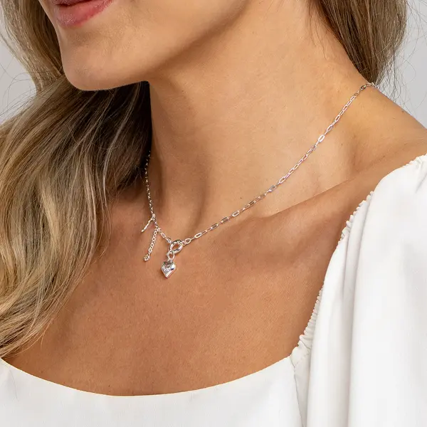 Gargantilha Prata Leve Sun Amor Coração com Zircônia