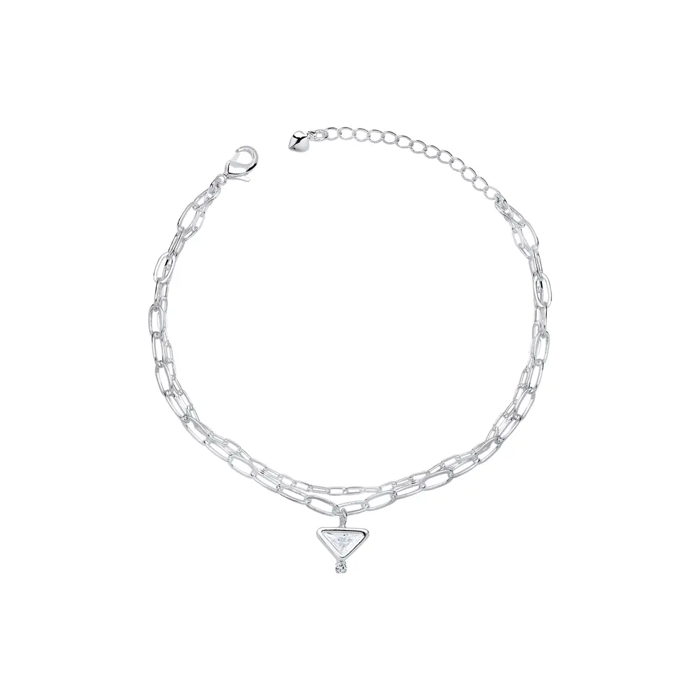 Pulseira Prata Leve Sun Dupla Triângulo