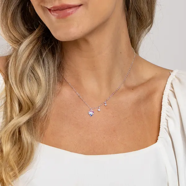 Gargantilha Prata Leve Sun Coração Colorido