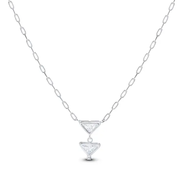 Gargantilha Prata Leve Sun Dois Triângulos