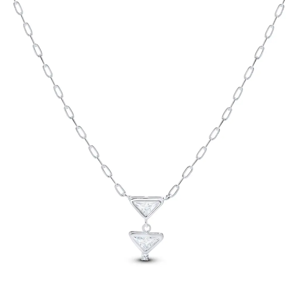 Gargantilha Prata Leve Sun Dois Triângulos