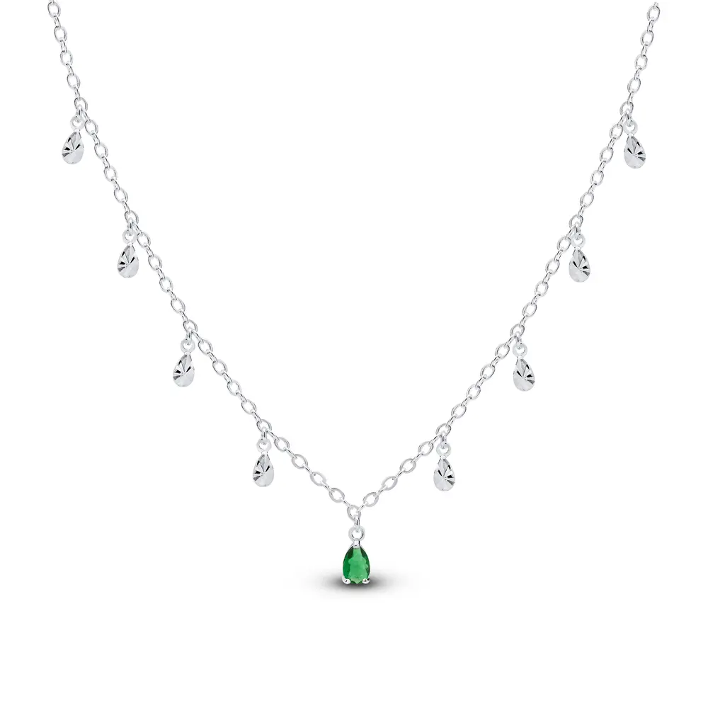 Choker Prata Leve Sun Gota Verde
