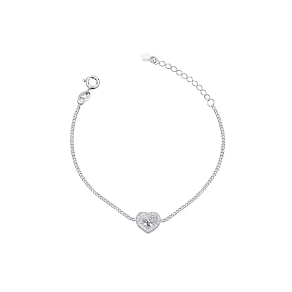 Pulseira Prata Coração Árvore da Vida