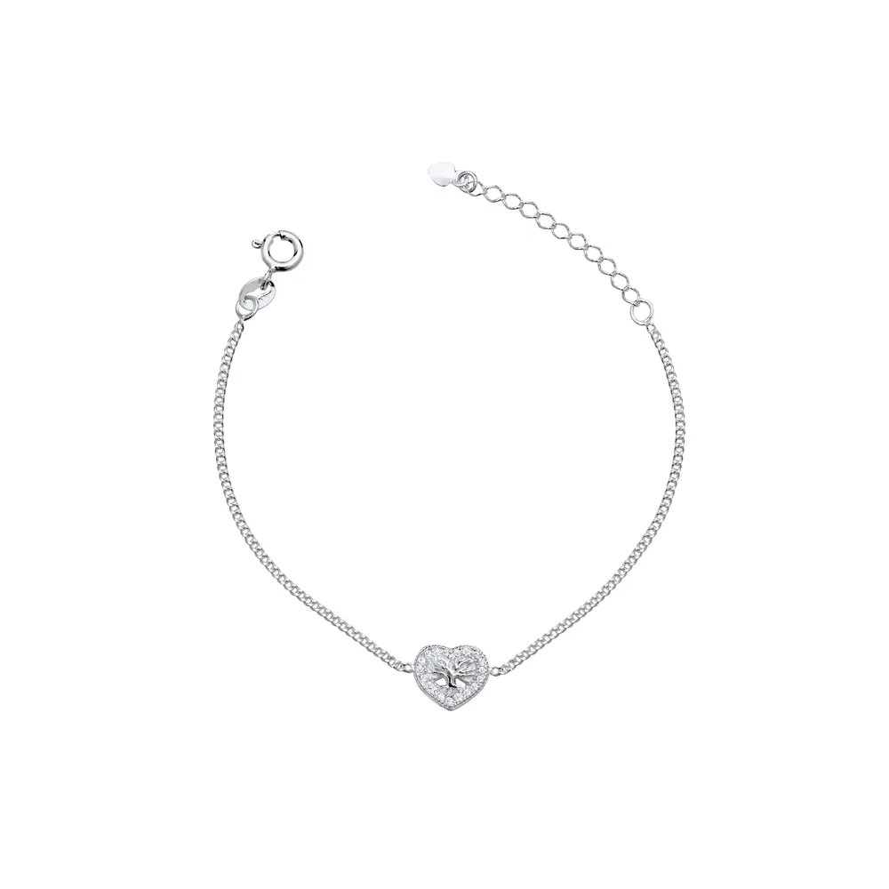 Pulseira Prata Coração Árvore da Vida