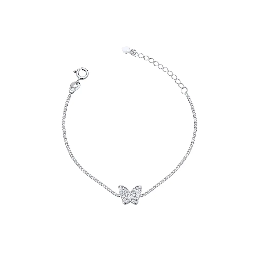 Pulseira Prata Borboleta com Zircônias