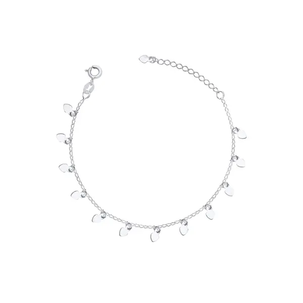 Pulseira Prata Corações Lisos