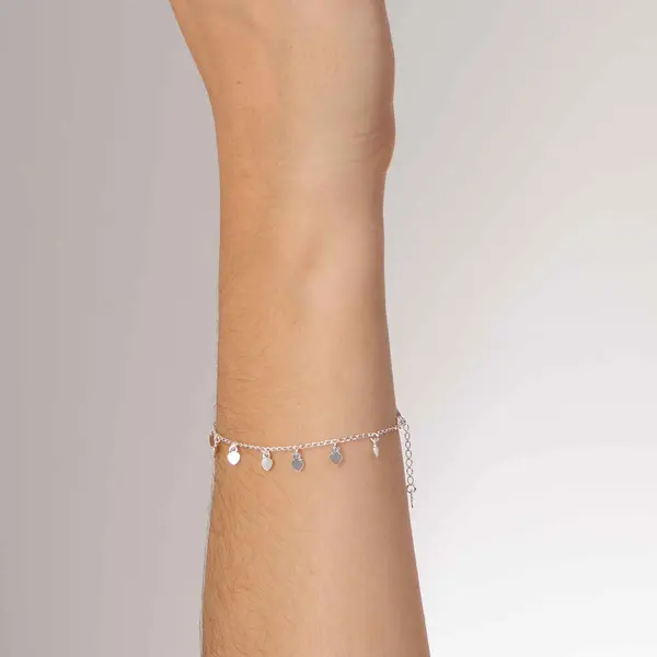 Pulseira Prata Corações Lisos