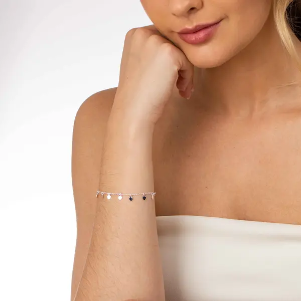 Pulseira Prata Corações Lisos