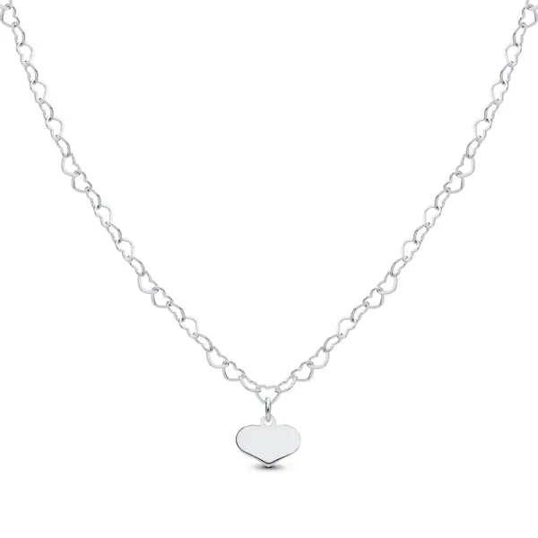 Gargantilha Prata Malha Corações