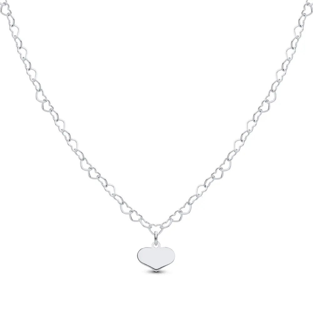 Gargantilha Prata Malha Corações