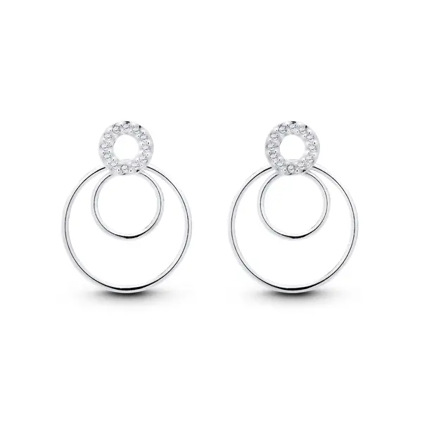Brinco Prata Círculos com Zircônias