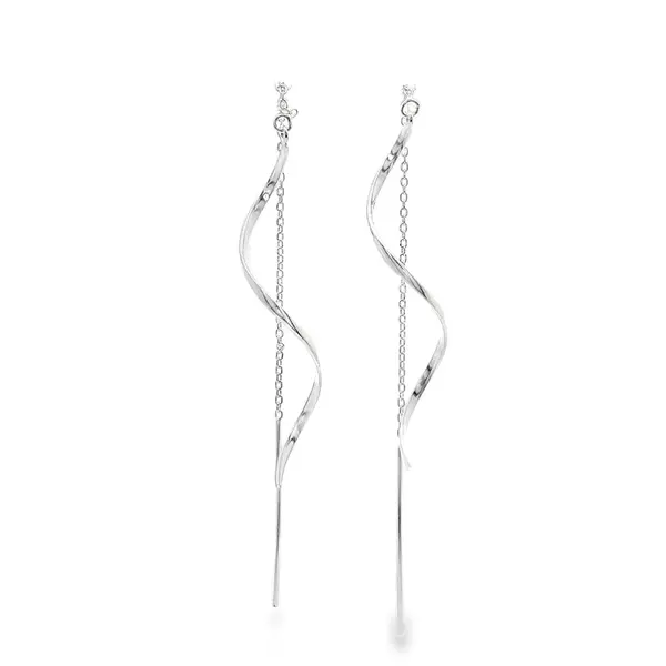 Brinco Prata Longo Ondulado