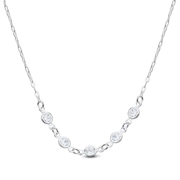 Gargantilha Prata Zircônias Redondas