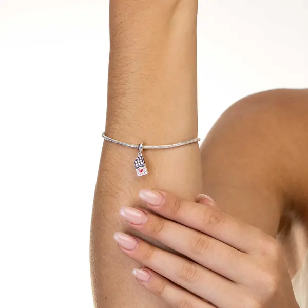 Berloque Prata Art Colection Barra de Chocolate com Coração