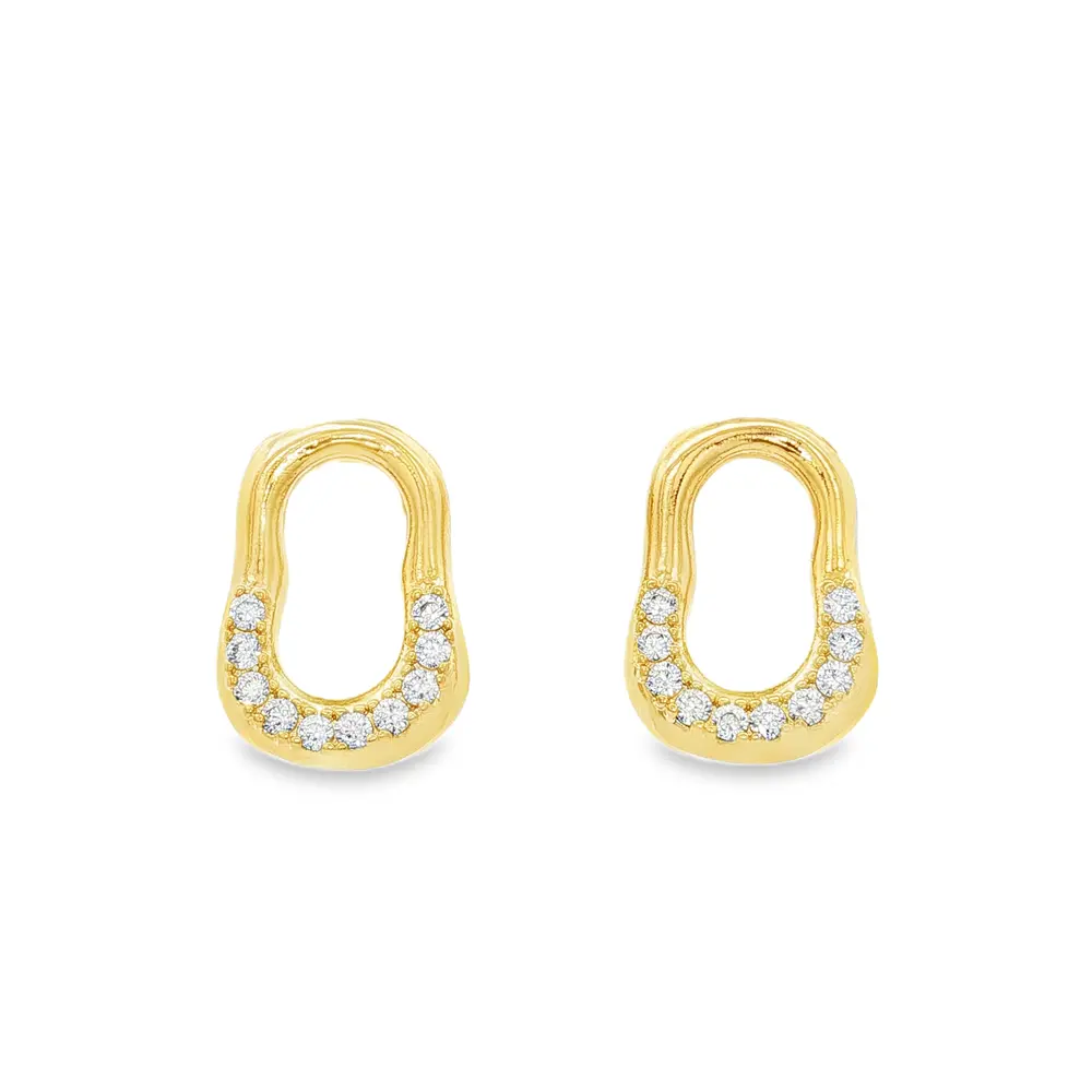 Brinco Folheado a Ouro 18k Orgânico com Zircônias