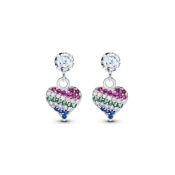 Conjunto Prata Leve Sun Coração Colorido