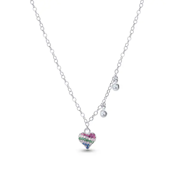 Conjunto Prata Leve Sun Coração Colorido