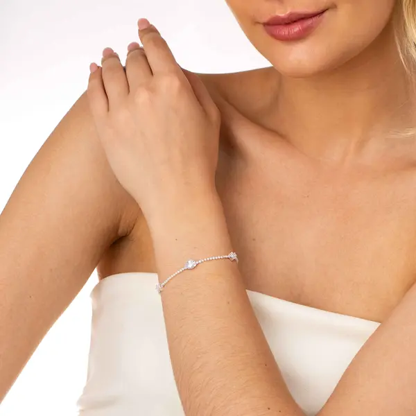 Pulseira Prata Leve Bless Coração