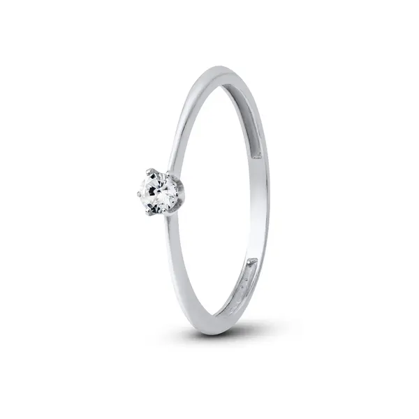Anel Prata Solitário Zircônia Pequena