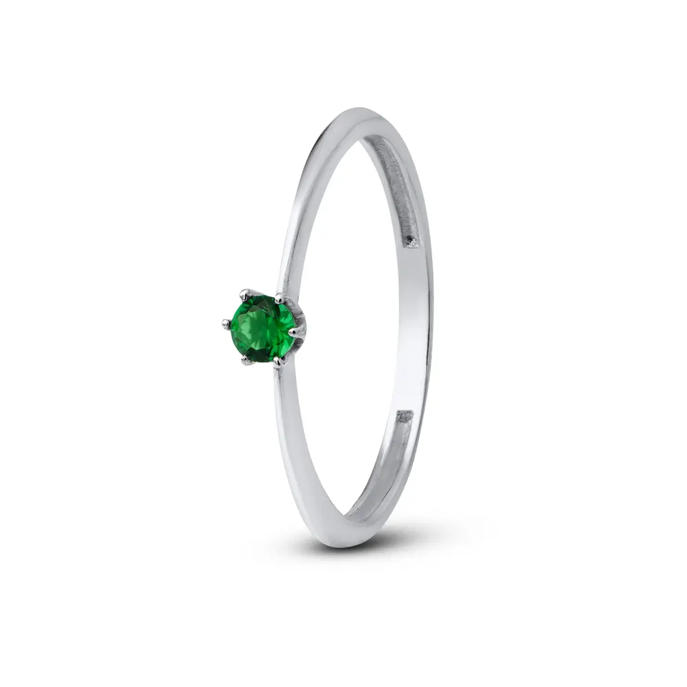 Anel Prata Solitário Zircônia Pequena