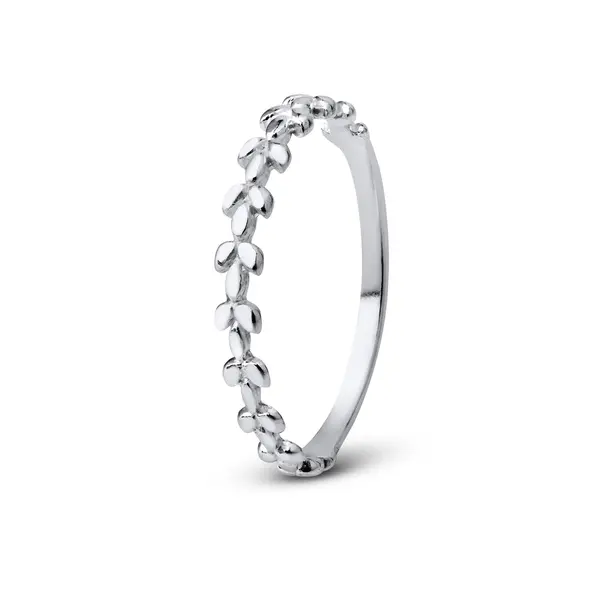 Anel Prata Folhas Liso