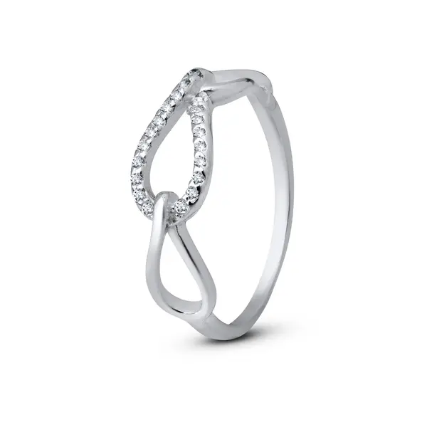 Anel Prata Trançado com Zircônias