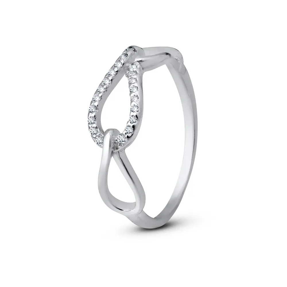 Anel Prata Trançado com Zircônias