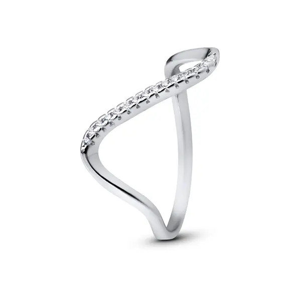 Anel Prata Orgânico com Zircônias