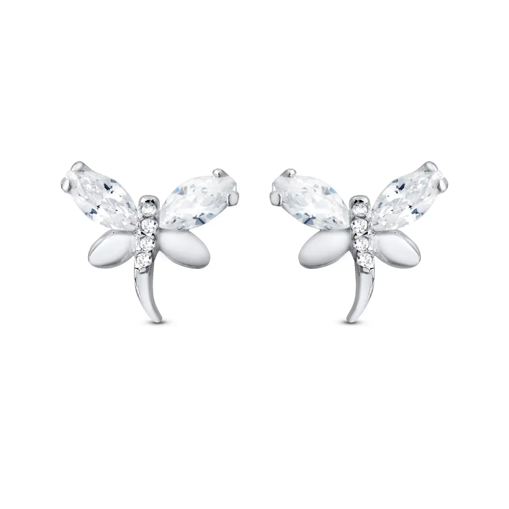 Brinco Prata Borboleta com Zircônias