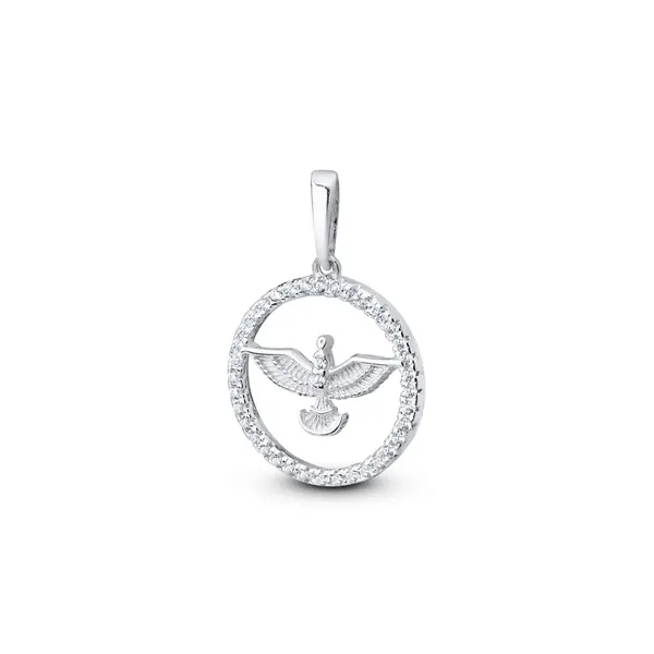 Pingente Prata Espírito Santo com Zircônias