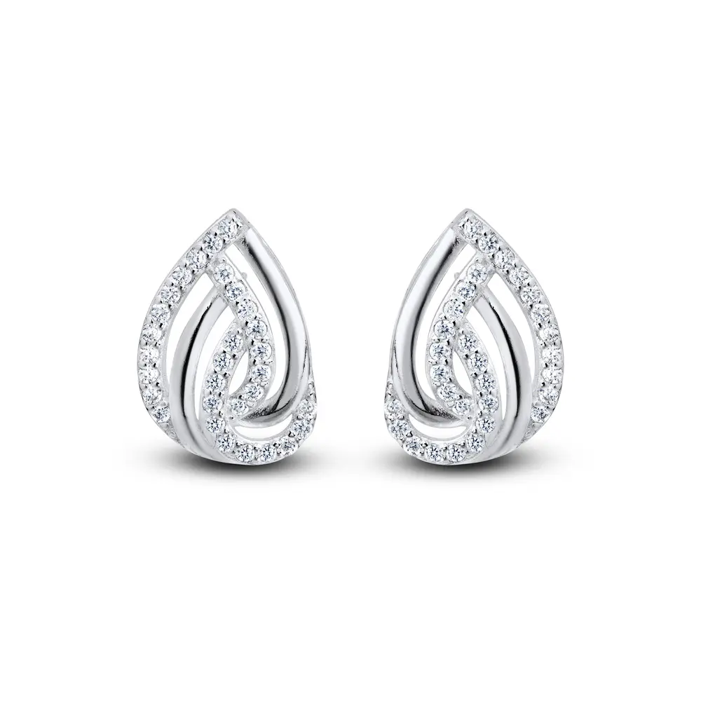 Brinco Prata Gota com Zircônias