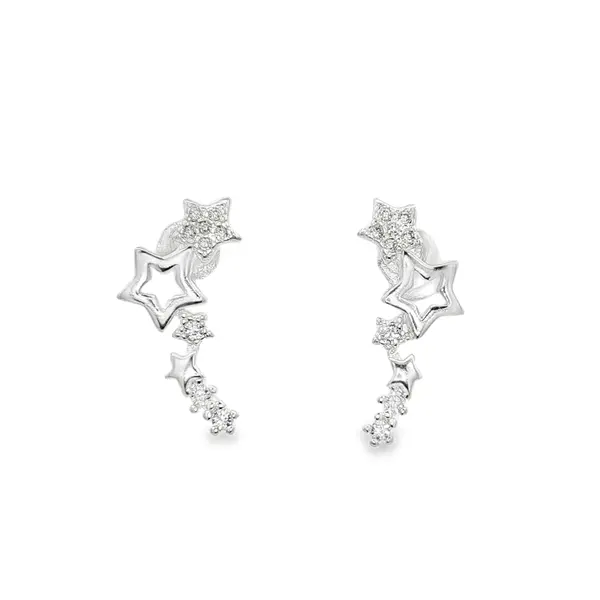 Brinco Prata Estrelas com Zircônias