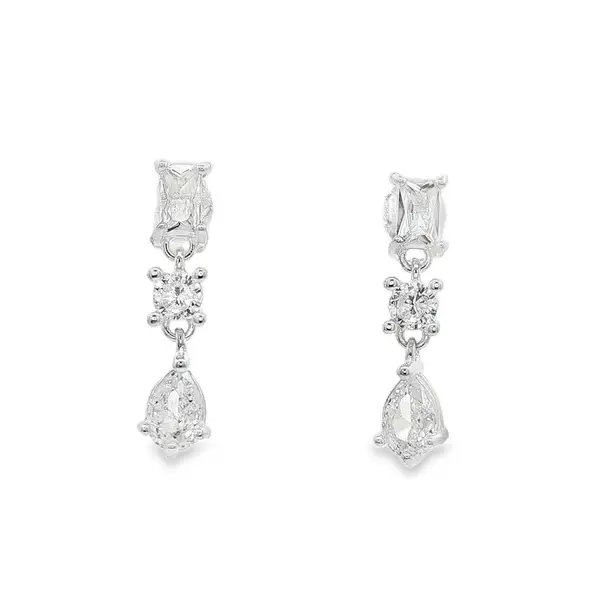 Brinco Prata Zircônia Retangular