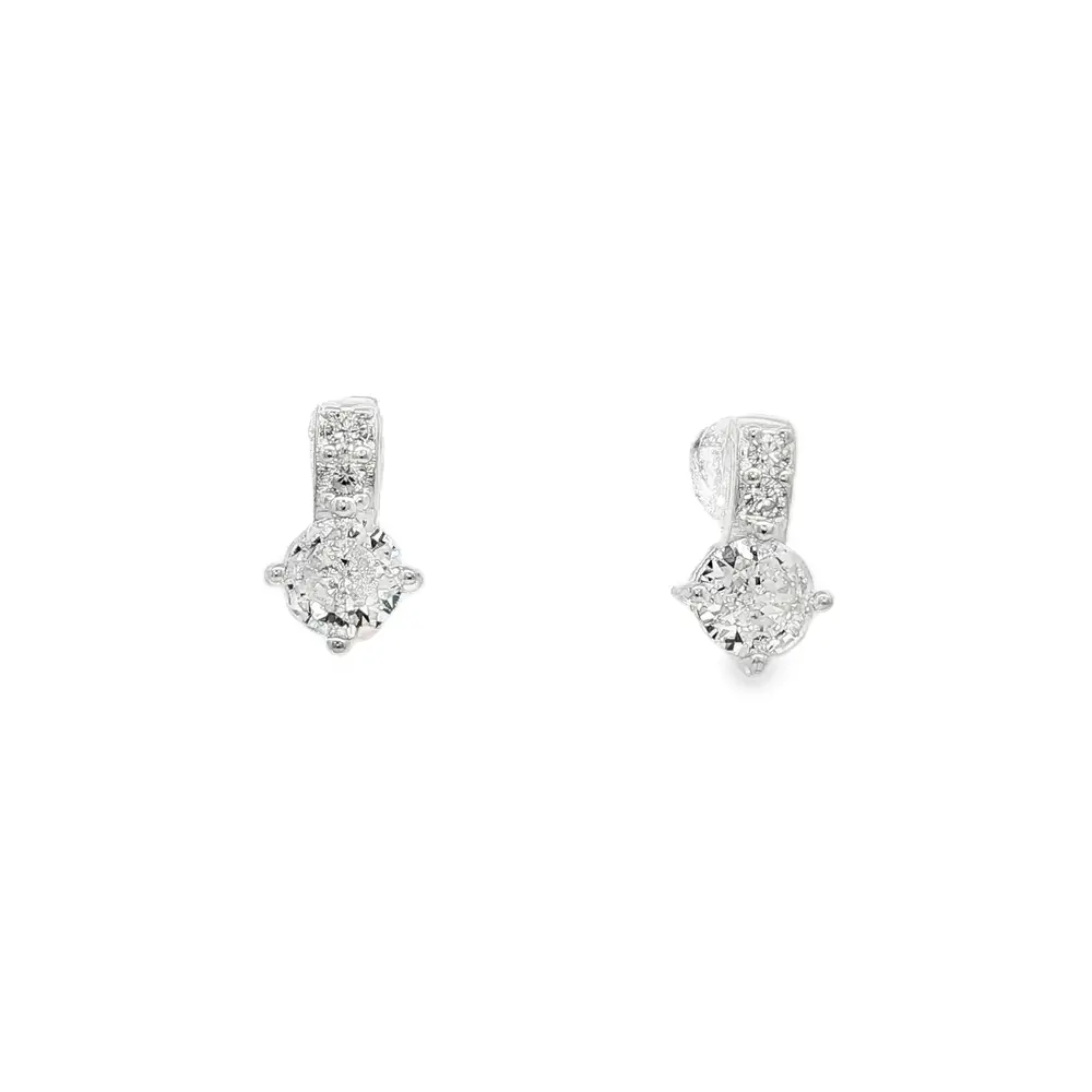 Brinco Prata Ponto Luz com Zircônias