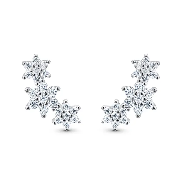 Brinco Prata Flores com Zircônias