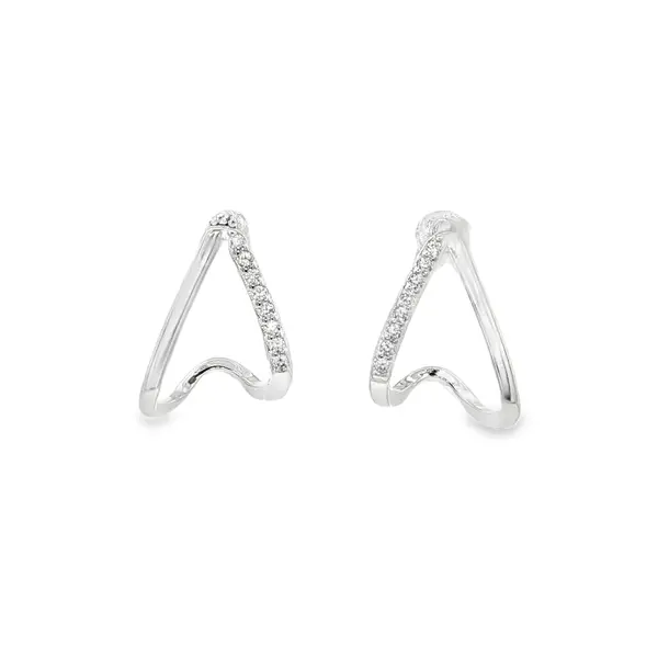 Brinco Prata Triangulo Orgânico com Zircônias