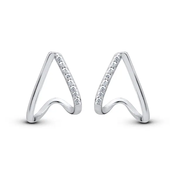 Brinco Prata Triangulo Orgânico com Zircônias