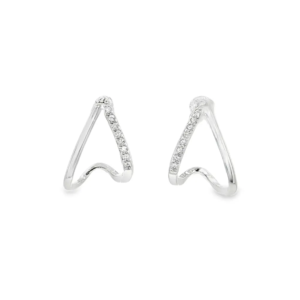 Brinco Prata Triangulo Orgânico com Zircônias