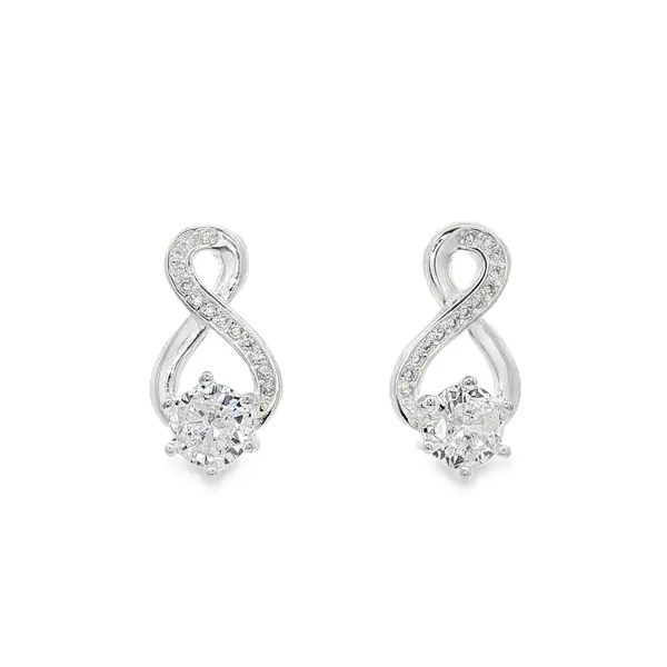 Brinco Prata Oito com Zircônias e Ponto Luz