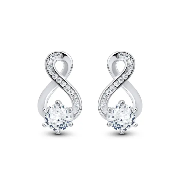Brinco Prata Oito com Zircônias e Ponto Luz