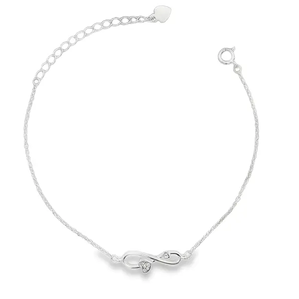 Pulseira Prata Infinito com Coração