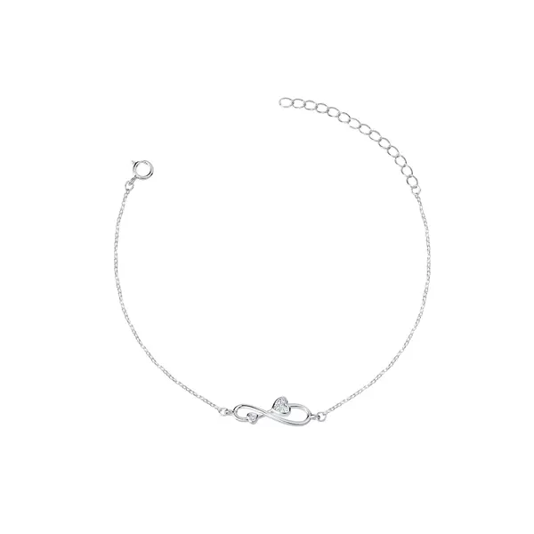 Pulseira Prata Infinito com Coração